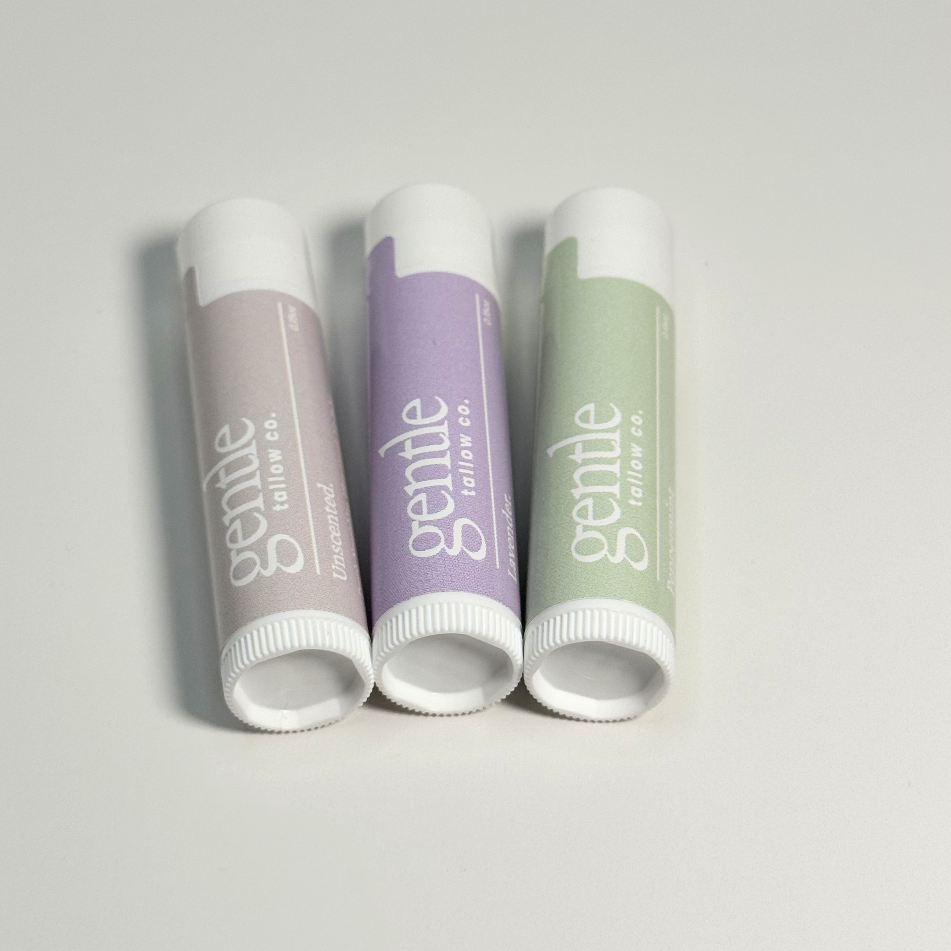 Restorative Lip Balm in Unscented, Lavender & Peppermint – Tallow Lip Balm | Gentle Tallow Co.
