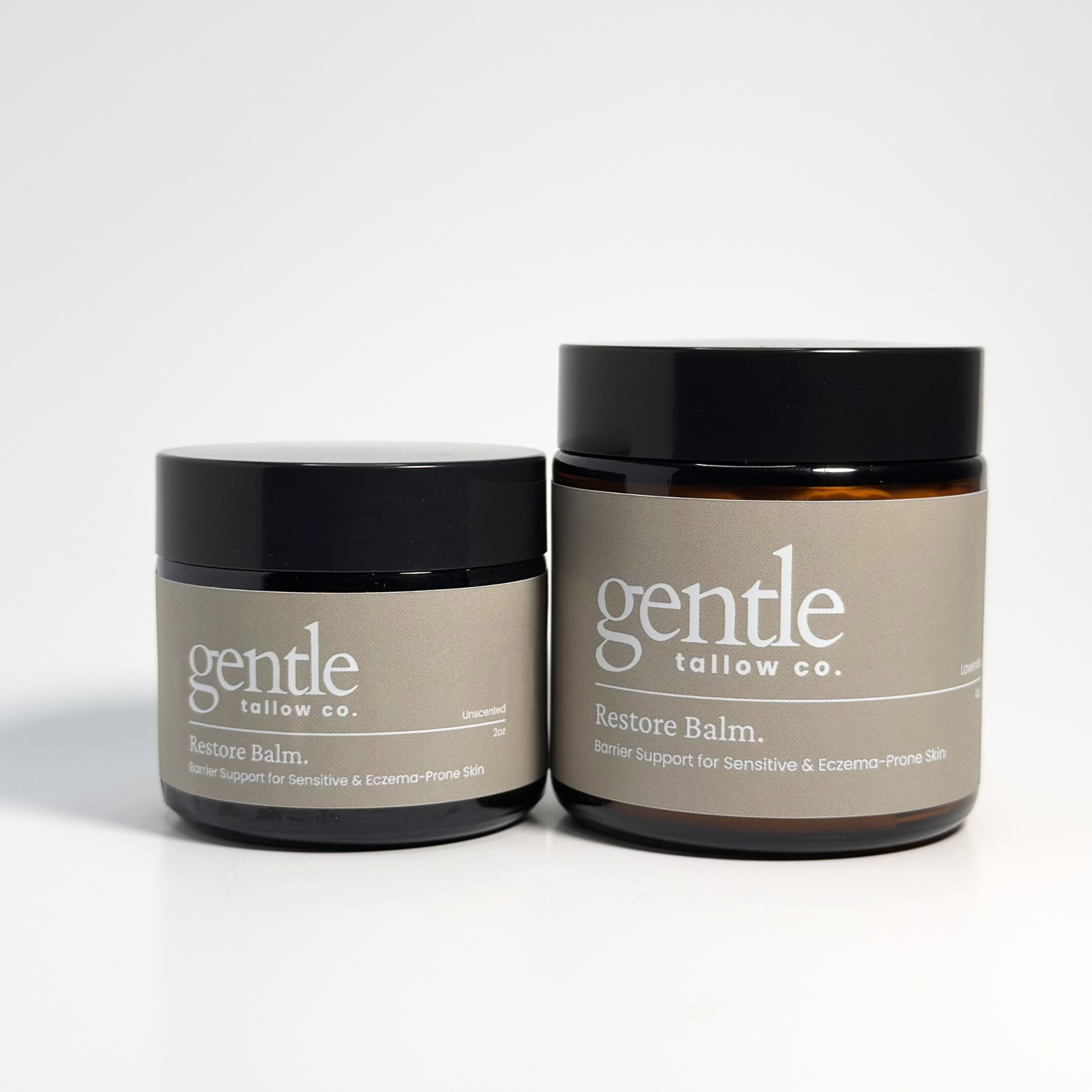 Restore Balm 2oz and 4oz jars – Tallow Balm for Irritated & Sensitive Skin | Gentle Tallow Co.